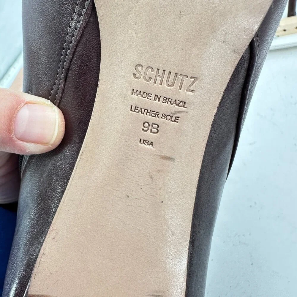 Schutz Women Size 9B Dark Brown Leather Side Zip Pointed Toe Ankle Heel Boot - Picture 10 of 11